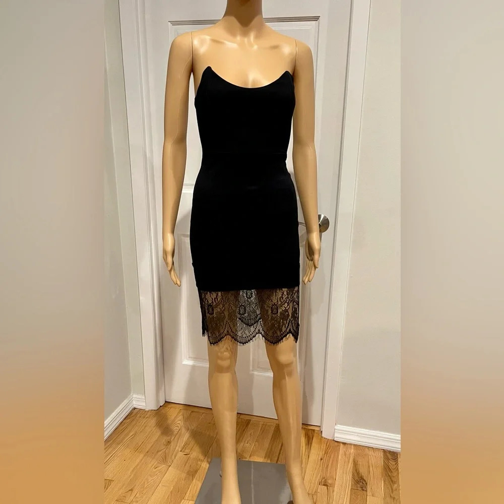 Women's Solemio Strapless Lace Panel Accent cocktail Dress Size - Picture 2 of 8